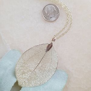 14k Gold Plated Skelton Leaf Pendant Necklace NWT